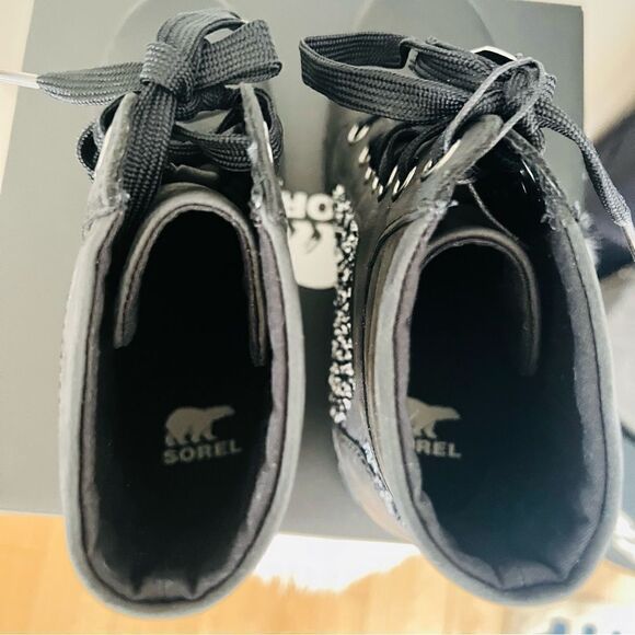 SOREL Joan of Arctic Waterproof Wedge‎ III Lexie Lace-Up Bootie, Black, NWT - Picture 14 of 15